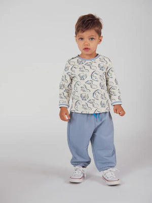 Blue Cotton Rich Pique Joggers