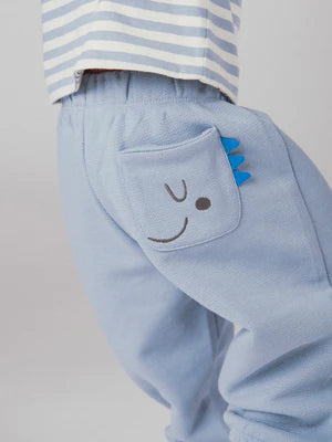 Blue Cotton Rich Pique Joggers