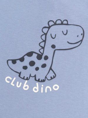 Blue Dinosaur Print Cotton T-shirt