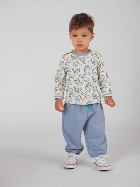 Reversible Stripe & Dinosaur Print Cotton T-shirt