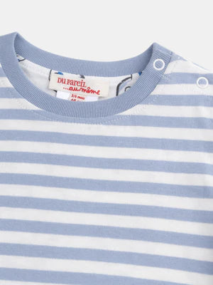 Reversible Stripe & Dinosaur Print Cotton T-shirt