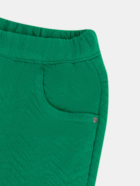Green Herringbone Cotton Trousers
