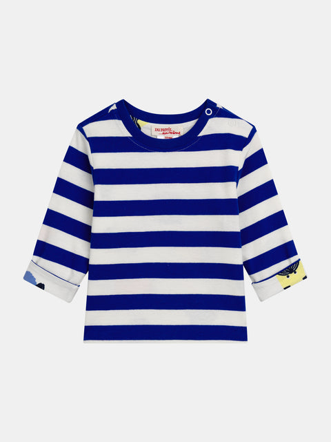 Reversible Blue Stripe Cotton T-shirt