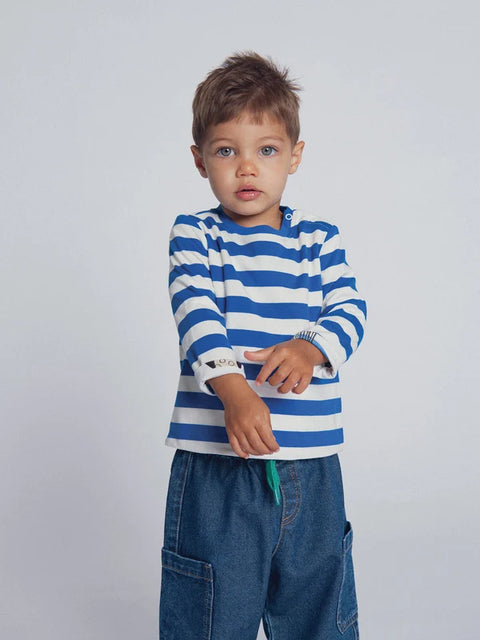 Reversible Blue Stripe Cotton T-shirt