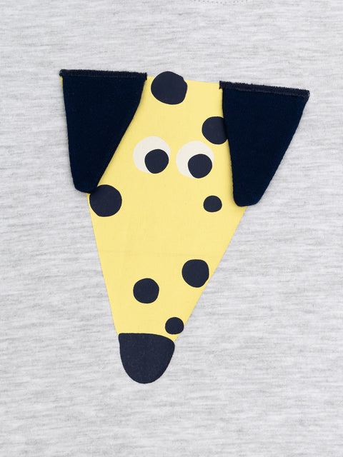 Grey Spotted Dog Print Cotton T-shirt