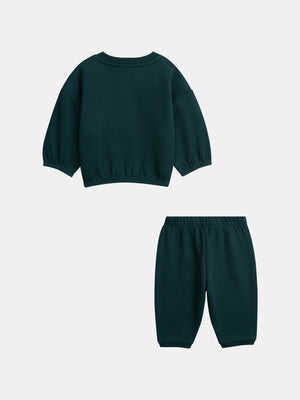 Green Cotton Fleece Tracksuit
