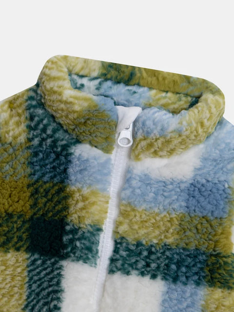 Lined Green Check Sherpa Jacket