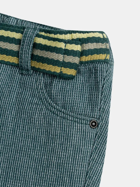 Lined Green Fine Stripe Cotton Trousers
