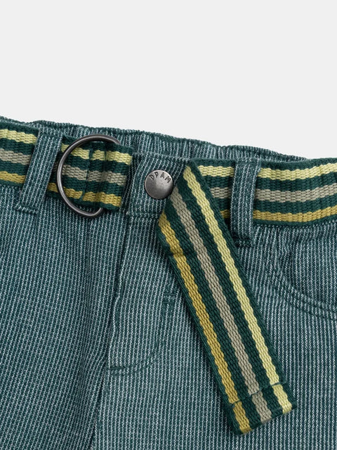 Lined Green Fine Stripe Cotton Trousers