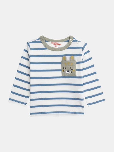 Blue Stripe Cotton T-shirt