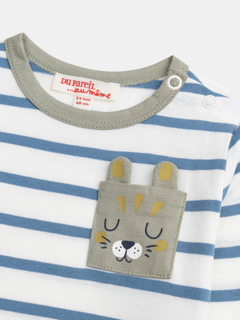 Blue Stripe Cotton T-shirt