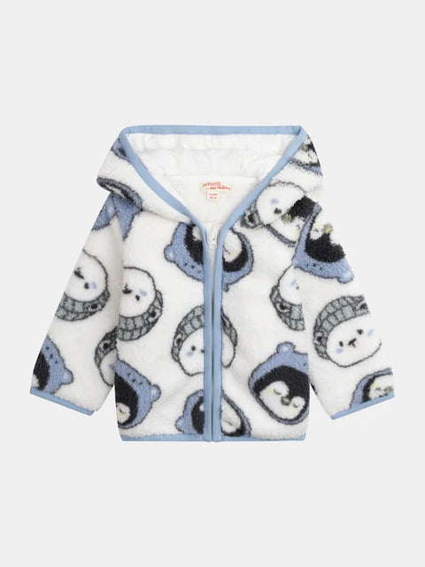 Off White Penguin Print Sherpa Hoodie