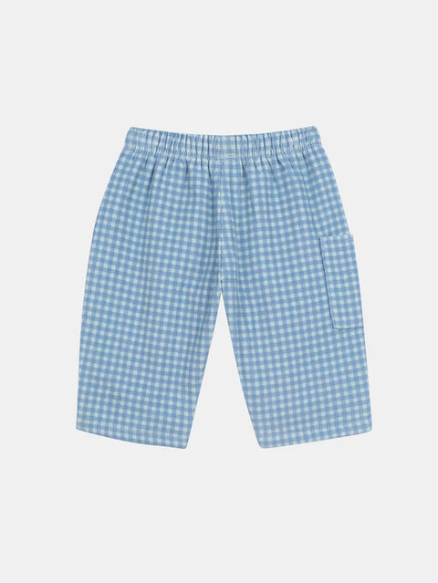 Lined Blue Checked Corduroy Trousers