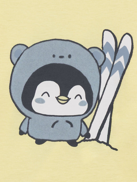 Yellow Skiing Penguin Cotton T-shirt