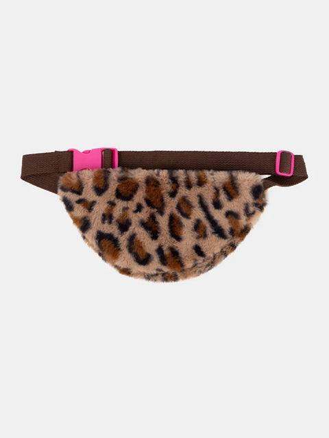 Beige Leopard Print Sherpa Bum Bag