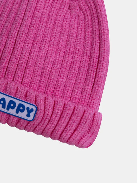 Pink Ribbed Cotton Beanie Hat