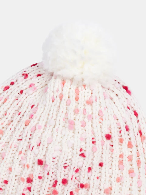 Off White Chenille Hat With Bobble