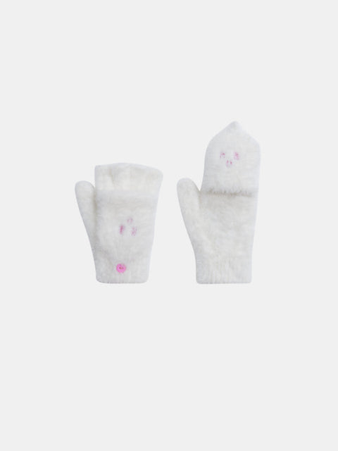 Off White Chenille Gloves/Mittens