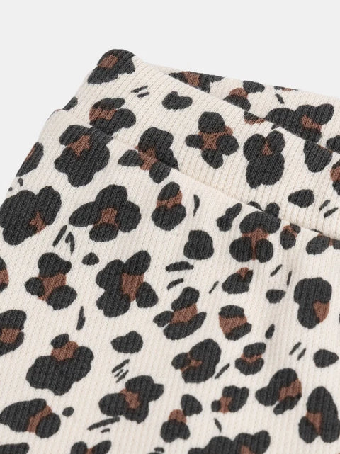 Ribbed Animal Print Cotton Leggings