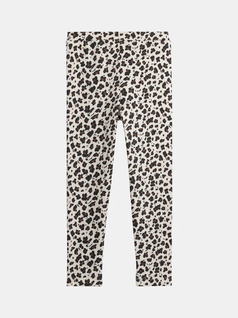 Ribbed Animal Print Cotton Leggings