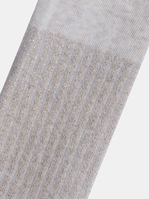Beige Ribbed Cotton Rich Glitter Effect Tights