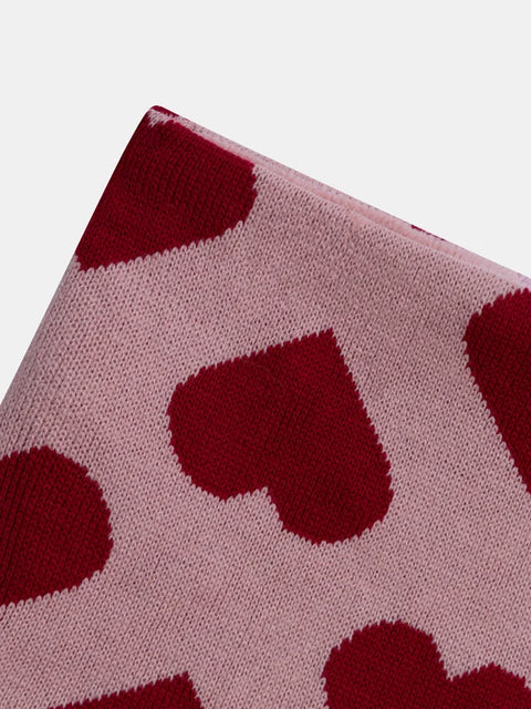 Micropolar Lined Pink Heart Pattern Snood
