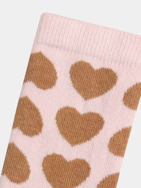 Pink Heart Pattern Cotton Rich Socks