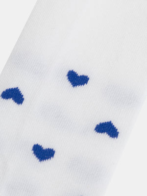 Off White Heart Pattern Cotton Rich Tights