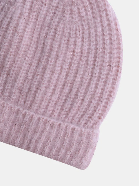 Pink Ribbed Knit Hat