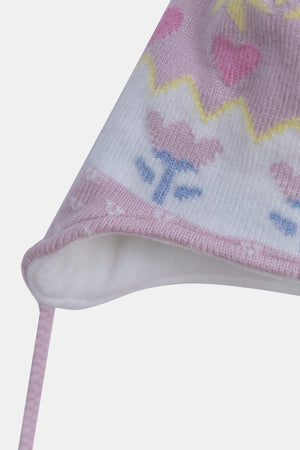 Micropolar Lined Pink Jacquard Pattern Hat