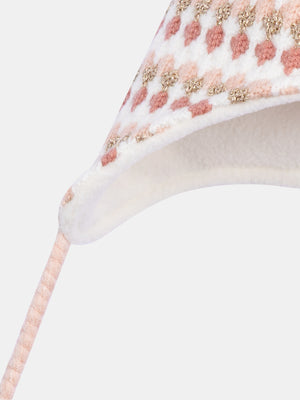 Cream & Pink Micropolar Lined Knit Hat