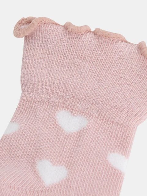 Pink Heart Pattern Cotton Rich Socks