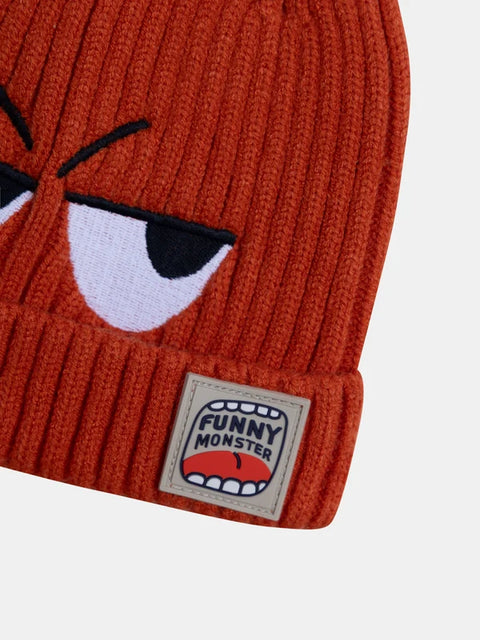 Orange Ribbed Cotton Beanie