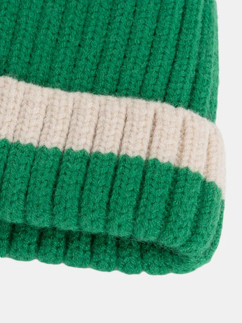 Green Ribbed Cotton Beanie
