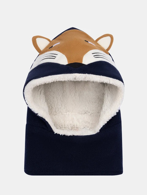 Navy Soft Boa Lined Fox Design Cagoule