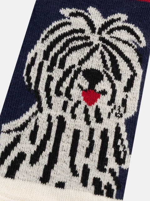 Navy Dog Pattern Cotton Rich Socks