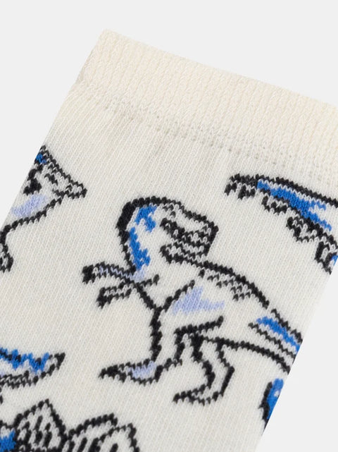 Blue Dinosaur Pattern Cotton Rich Socks