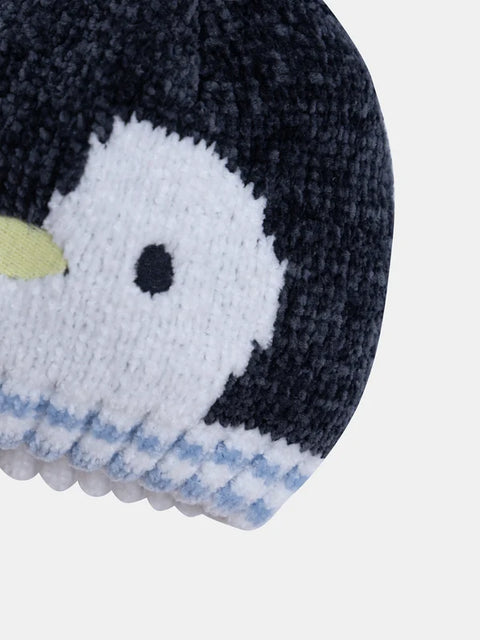 Grey Penguin Design Micropolar Lined Beanie