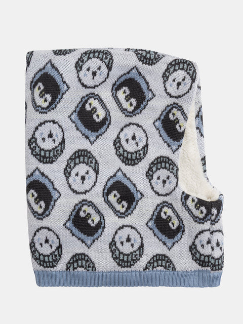 Cream Micropolar Lined Penguin Pattern Cagoule