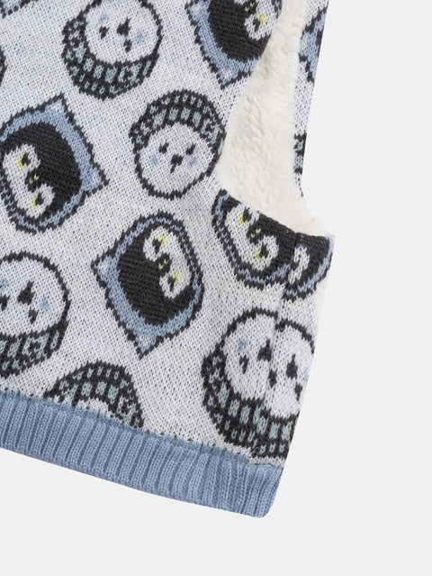 Cream Micropolar Lined Penguin Pattern Cagoule