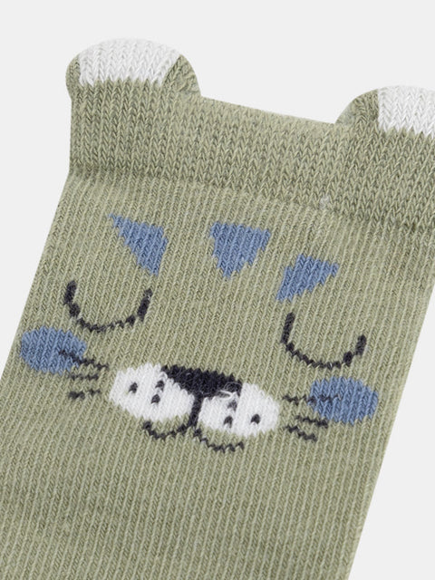 Green Cat Pattern Cotton Rich Socks