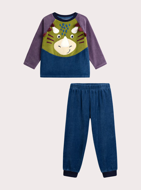 Blue Dinosaur Animation Velour Pyjamas