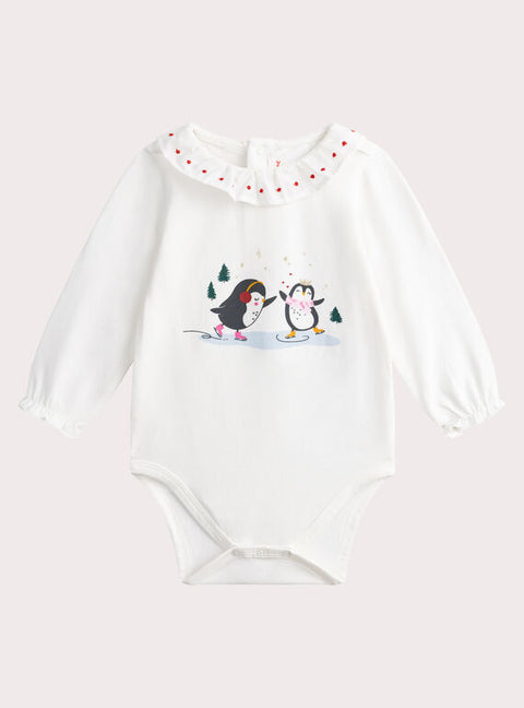 Cream Winter Animation Cotton Bodysuit