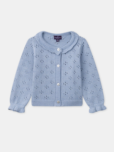 Blue Openwork Cardigan