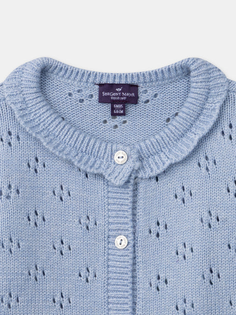 Blue Openwork Cardigan