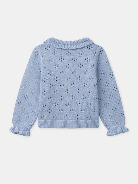 Blue Openwork Cardigan