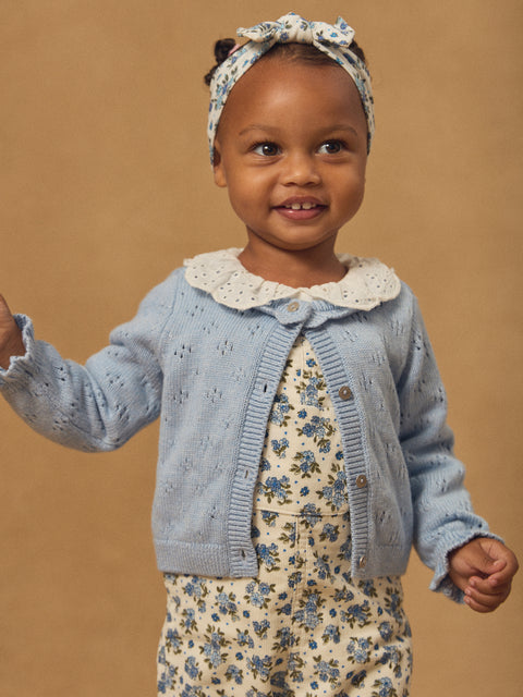 Blue Openwork Cardigan