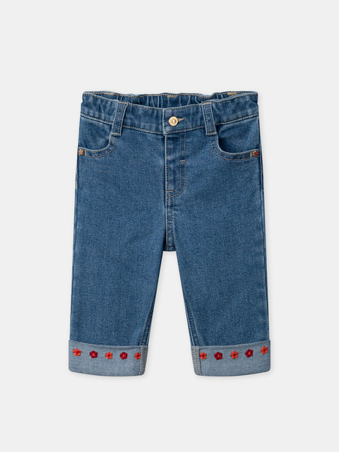 Embroidered Blue Denim jeans