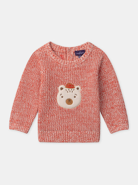 Red Teddy Bear Applique Cotton Jumper