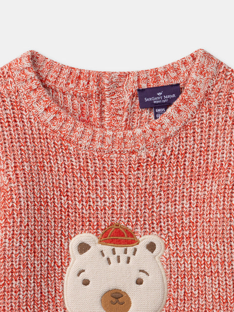 Red Teddy Bear Applique Cotton Jumper